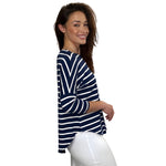 1114 Tunic Top Raglan Sleeve Navy White Stripes Zoomed Right Side