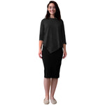 1118 Asymmetrical Ribbed Tunic Black Full Image Front