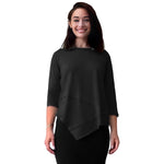 1118 Asymmetrical Ribbed Tunic Black Zoomed Front View