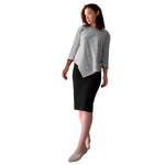 1118 Asymmetrical Ribbed Tunic Light Grey Full Image Front Angled