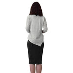 1118 Asymmetrical Ribbed Tunic Light Grey Full Image Rear View