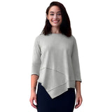 1118 Asymmetrical Ribbed Tunic Light Grey Zoomed Front View