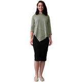 1118 Asymmetrical Ribbed Tunic Sage Green Full Image Front View