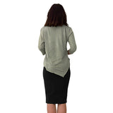 1118 Asymmetrical Ribbed Tunic Sage Green Full Image Rear View