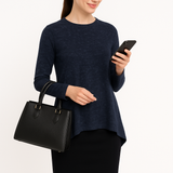 Modest Long Sleeve Handkerchief Tunic Top - Muted Tie-Dye Ribbed Knit