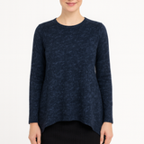 Modest Long Sleeve Handkerchief Tunic Top - Muted Tie-Dye Ribbed Knit