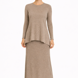 Modest Long Sleeve Sparkle Rib Handkerchief Hem Tunic