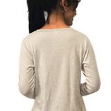 Long Sleeve Ribbed Shell Top in Cotton Spandex