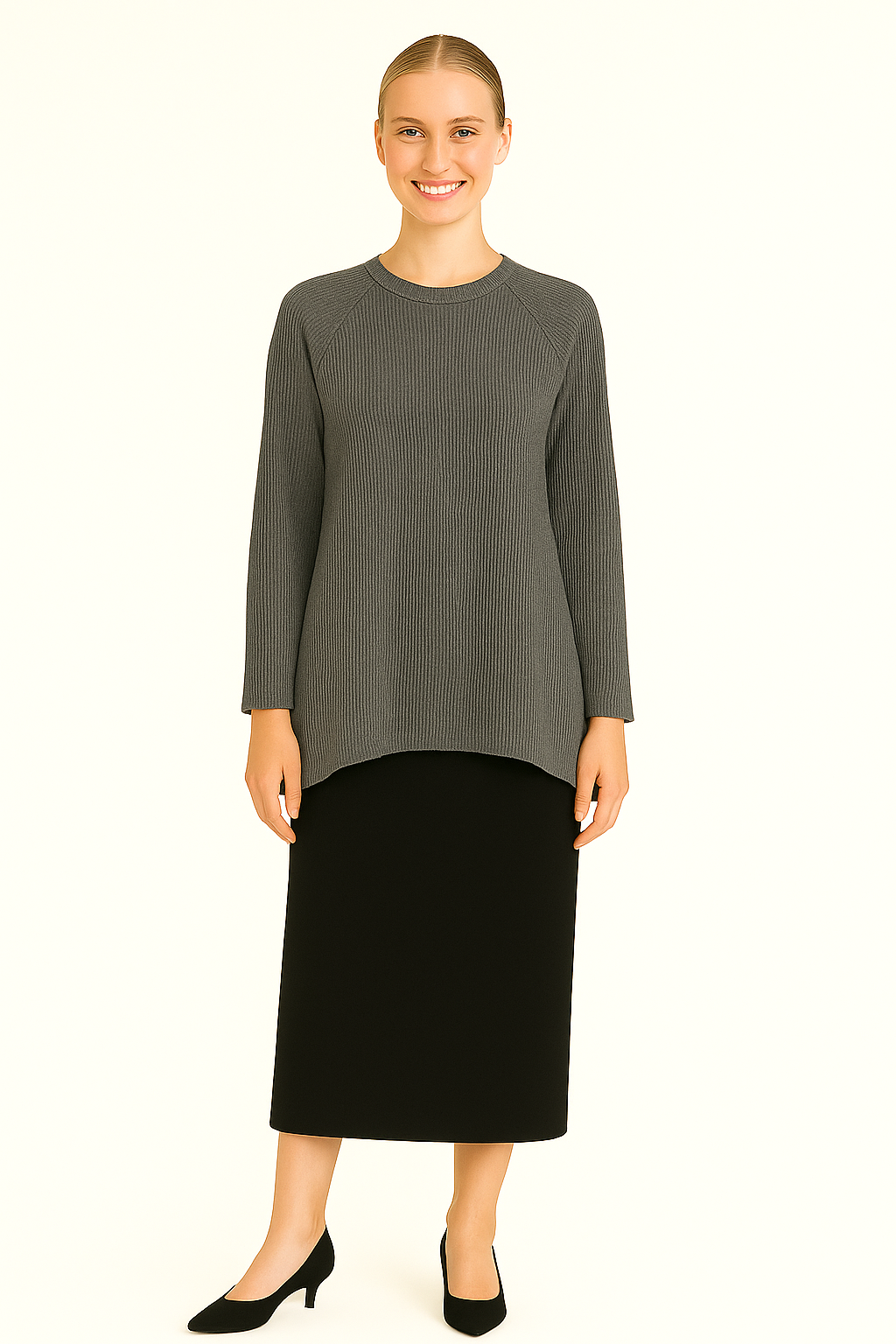 Cozy Waffle Knit Tunic with Raglan Sleeves & High-Low Hemline