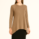 Cozy Waffle Knit Tunic with Raglan Sleeves & High-Low Hemline
