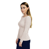 1223 Round Neck Layering Top Long Sleeve Beige Zoomed Left Side