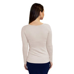 1223 Round Neck Layering Top Long Sleeve Beige Zoomed Rear View