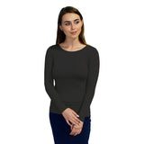 1223 Round Neck Layering Top Long Sleeve Black Zoomed Front2 View