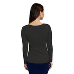 1223 Round Neck Layering Top Long Sleeve Black Zoomed Rear View