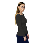 1223 Round Neck Layering Top Long Sleeve Black Zoomed Right View