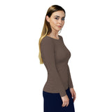 1223 Round Neck Layering Top Long Sleeve Dark Mocha Zoomed Right View