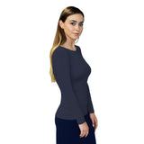 1223 Round Neck Layering Top Long Sleeve Dark Navy Zoomed Left View