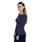 1223 Round Neck Layering Top Long Sleeve Dark Navy Zoomed Right View