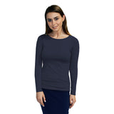 1223 Round Neck Layering Top Long Sleeve Dark Navy Zoomed Front View