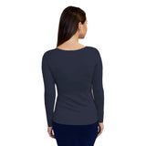 1223 Round Neck Layering Top Long Sleeve Dark Navy Zoomed Rear View