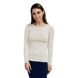 1223 Round Neck Layering Top Long Sleeve Off White Zoomed Front View