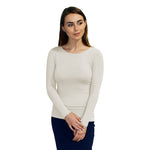 1223 Round Neck Layering Top Long Sleeve Off White Zoomed Front2 View