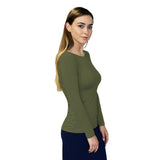 1223 Round Neck Layering Top Long Sleeve Olive Zoomed Right View