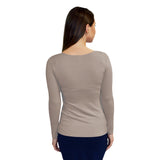 1223 Round Neck Layering Top Long Sleeve Taupe Zoomed Rear View