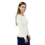 1223 Round Neck Layering Top Long Sleeve White Zoomed Right Side View