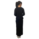 1238 Classic French Terry Sweatshirt Modest Crew Neck Long Sleeve Black Full Length Rear View