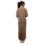 1238 Classic French Terry Sweatshirt Modest Crew Neck Long Sleeve Mocha Brown Full Image Rear View