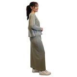 1238 Classic French Terry Sweatshirt Modest Crew Neck Long Sleeve Sage Green Full Image Right Side View