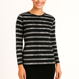 Modest Cotton Long Sleeve T-Shirt with Side Slits – Crew Neck
