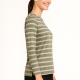 Modest Cotton Long Sleeve T-Shirt with Side Slits – Crew Neck