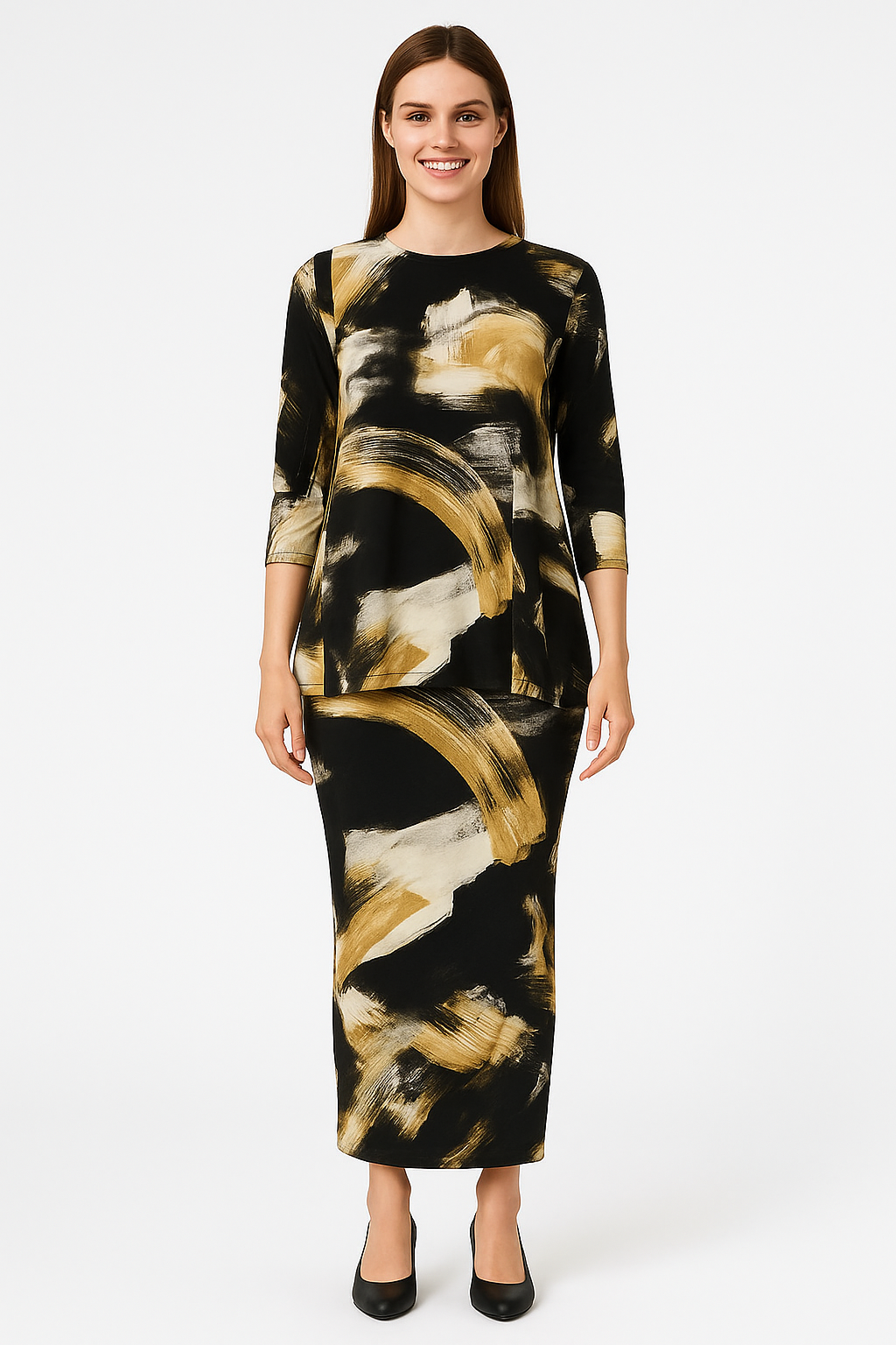Kosher Casual USA Abstract Style Tunic & Skirt Set