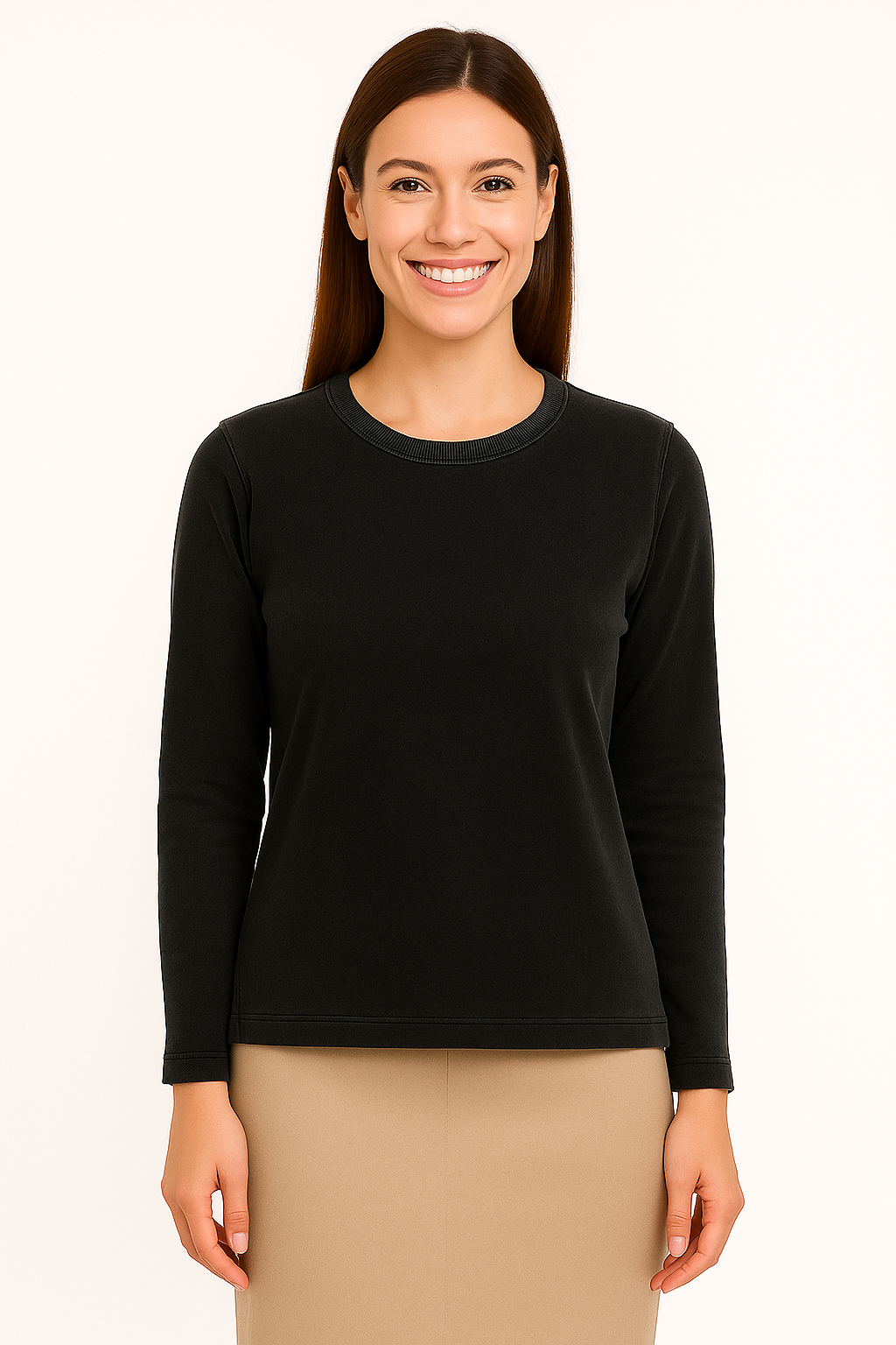 Long Sleeve T-Shirt with Side Slits 100% Cotton in Burgundy, Grey & Black