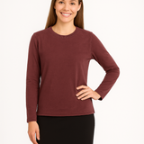 Long Sleeve T-Shirt with Side Slits 100% Cotton in Burgundy, Grey & Black