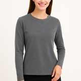 Long Sleeve T-Shirt with Side Slits 100% Cotton in Burgundy, Grey & Black