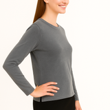 Long Sleeve T-Shirt with Side Slits 100% Cotton in Burgundy, Grey & Black