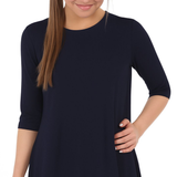Modest Handkerchief Tunic Top - 3/4 Sleeve Comfort Flow Design