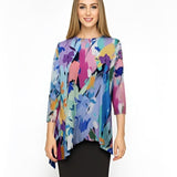 Modest Handkerchief Tunic Top - 3/4 Sleeve Comfort Flow Design