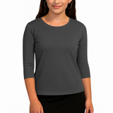 Essential 3/4 Sleeve Modest Crew Neckline Shell - Versatile Layering Top