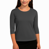 Essential 3/4 Sleeve Modest Crew Neckline Shell - Versatile Layering Top