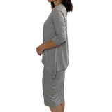 Ribbed 3/4 Sleeve Tunic with Handkerchief Hem