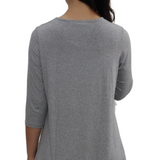 Ribbed 3/4 Sleeve Tunic with Handkerchief Hem