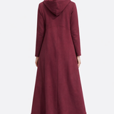 Maxi A-Line Hoodie Coat Dress in Black, Olive & Bordeaux