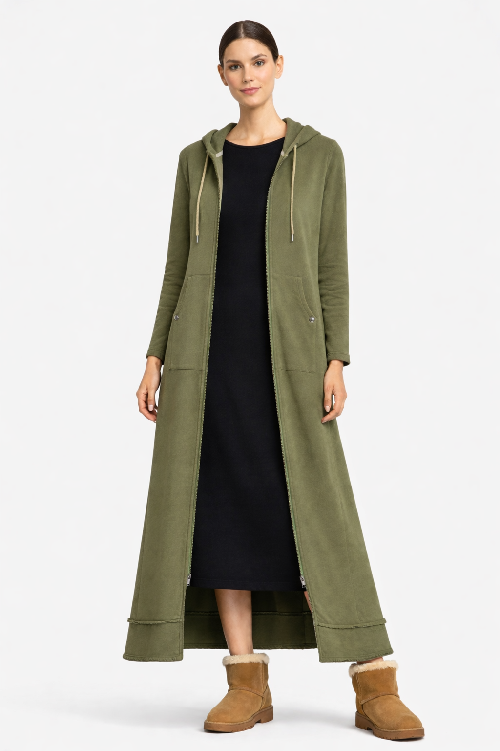 Maxi A-Line Hoodie Coat Dress
