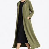 Maxi A-Line Hoodie Coat Dress in Black, Olive & Bordeaux