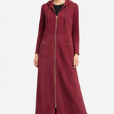 Maxi A-Line Hoodie Coat Dress in Black, Olive & Bordeaux