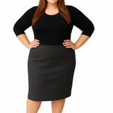Plus Size Modest Stretch Knee Length Pencil Skirt in Cotton Spandex
